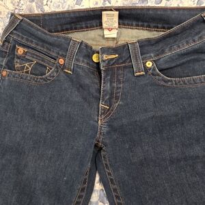 Dark Blue Women's Boot-Cut Jeans with Contrast Stitching